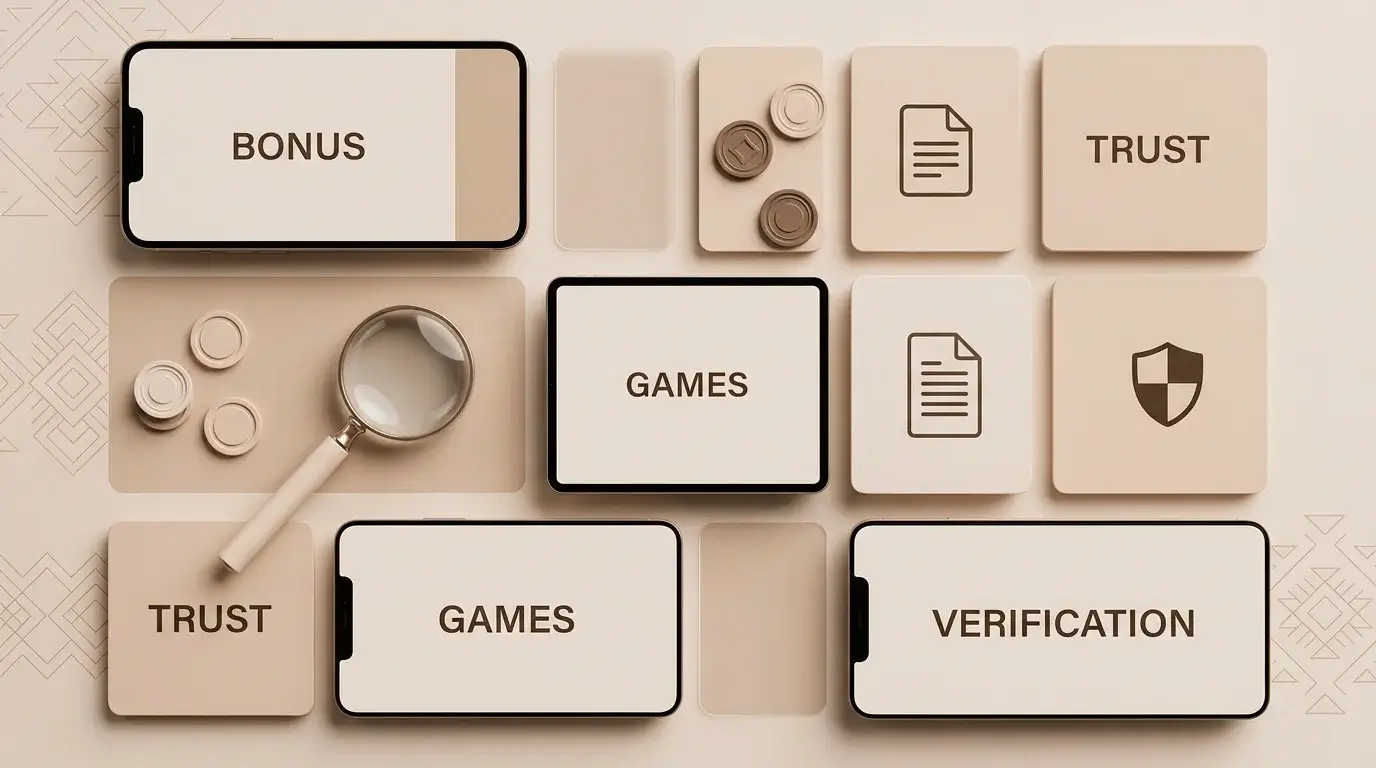 Editorial dashboard covering bonus games payments KYC and trust checks